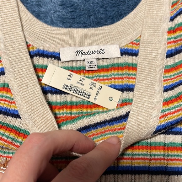 Brand new Madewell striped retro tank top! Wool xxl roller rink super cute XXL - Picture 3 of 7